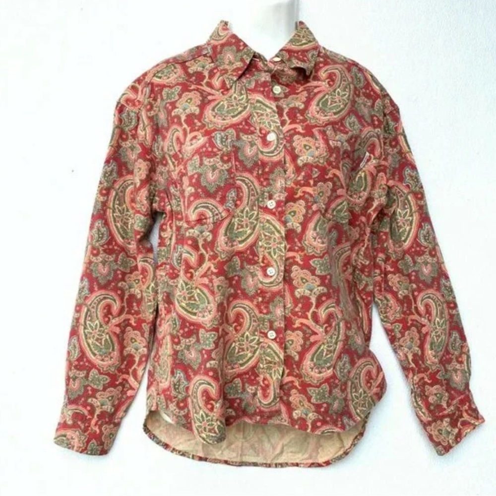 New Pepe Jeans Paisley Western Button Up Shirt Long Sleeve Womens Size Medium